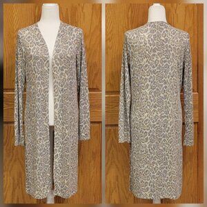 Another Reason Longline Duster Length Cardigan Animal Print Open Front Mobwife